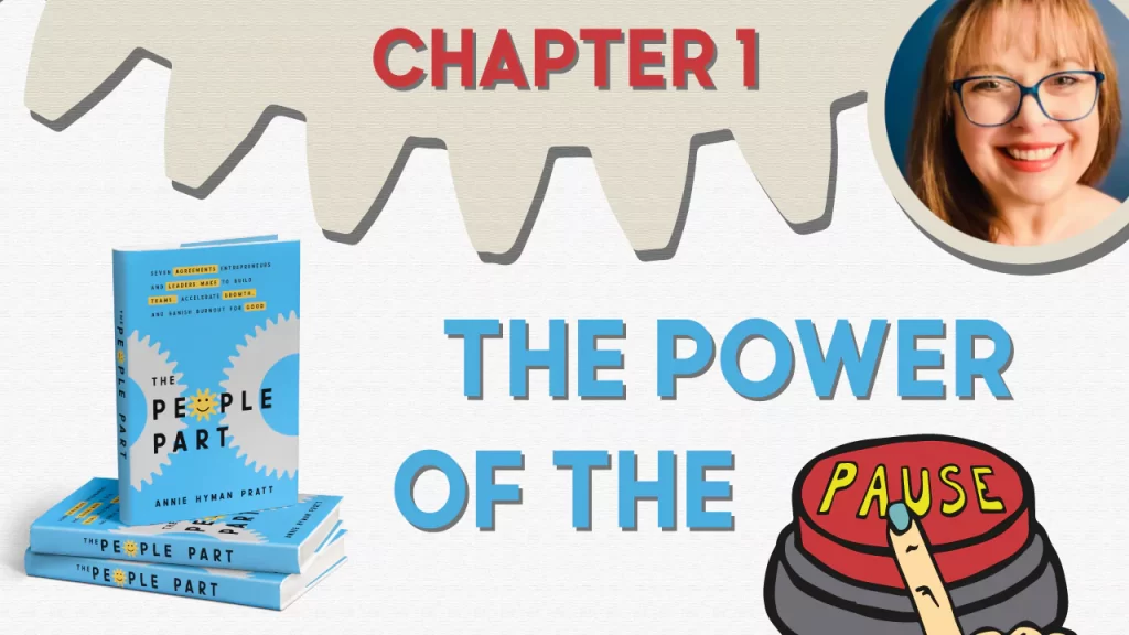 The Power of the Pause: Pause button cartoon - Leadership is Calling Podcast - Leading Edge Teams